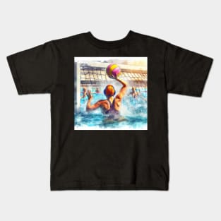 Artistic illustration of women playing water polo Kids T-Shirt